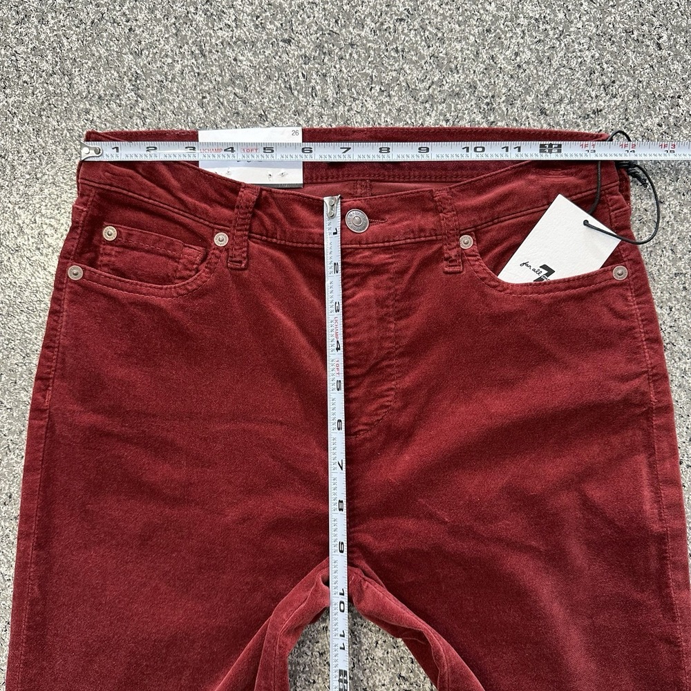 7 For All Mankind Classic Flare Jeans Womens 26x33 Red Velvet High Rise Ali - Picture 6 of 9